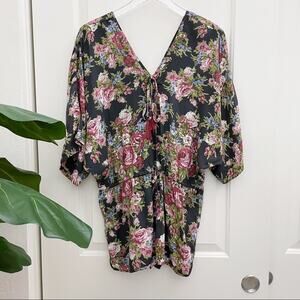 Angie Floral Boho Romper Small Tassle Tie Flowers